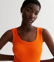 New Look Bright Orange Ribbed Jersey Scoop Neck Bodysuit